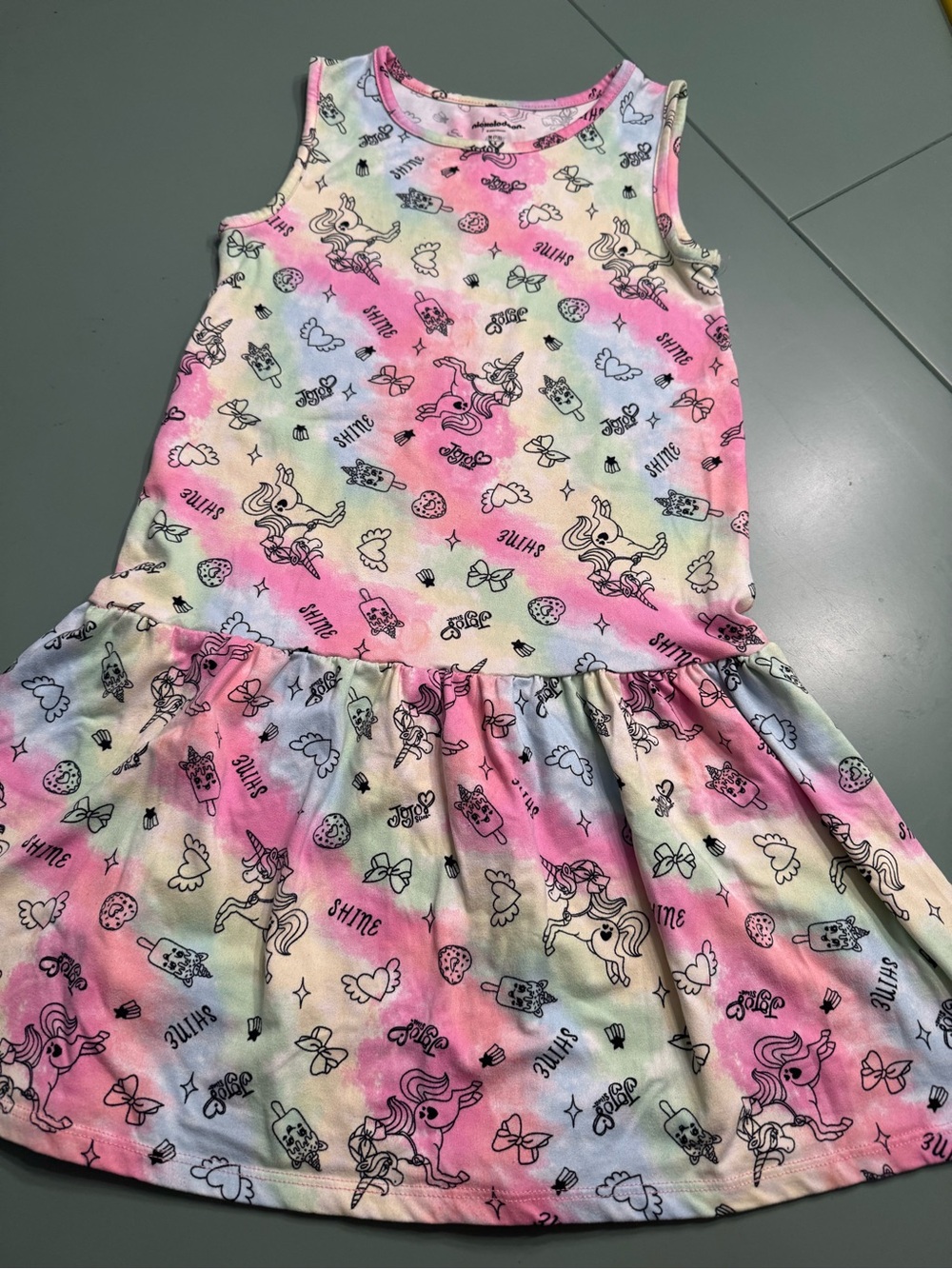 Girls Tie-Dye Unicorn Tank Dress - Pastel Rainbow med